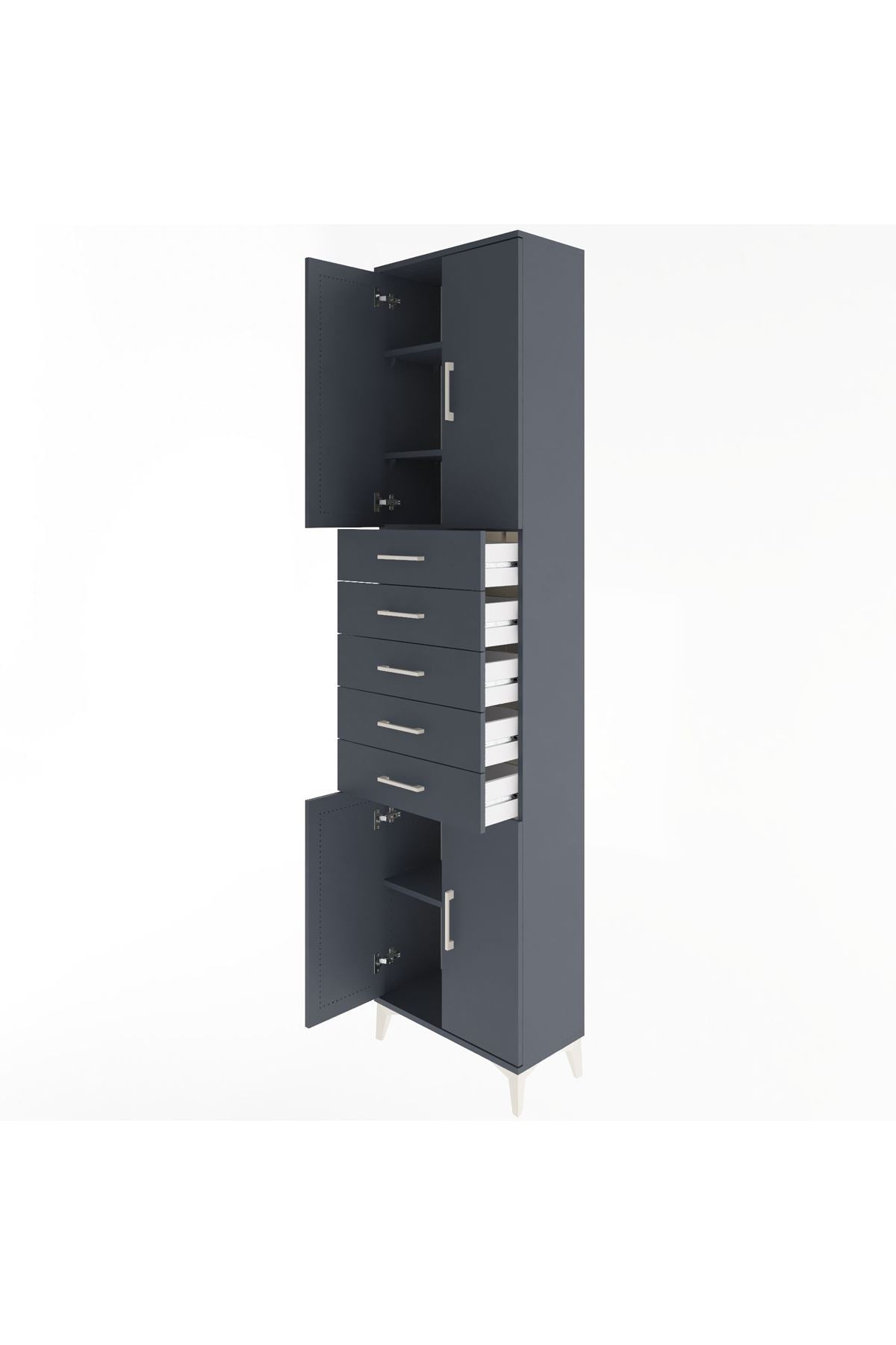 Arges Dolap 4 Raflı 5 Çekmeceli 4 Kapaklı 60x30x243 - S32M095V5A