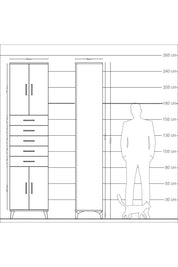 Arges Dolap 4 Raflı 5 Çekmeceli 4 Kapaklı 60x30x243 - S32M095V5A