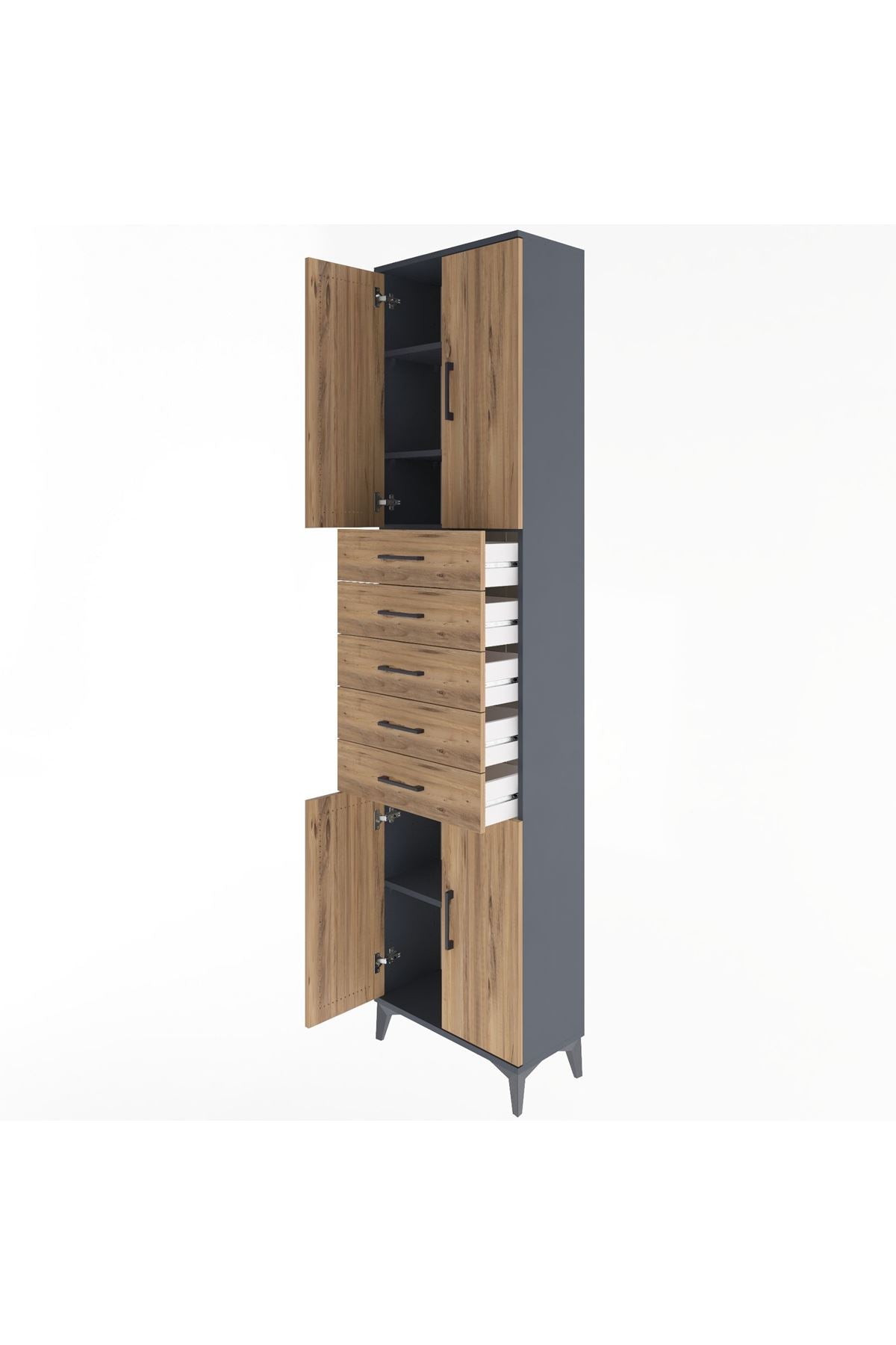 Arges Dolap 4 Raflı 5 Çekmeceli 4 Kapaklı 60x30x243 - S32M095V6A