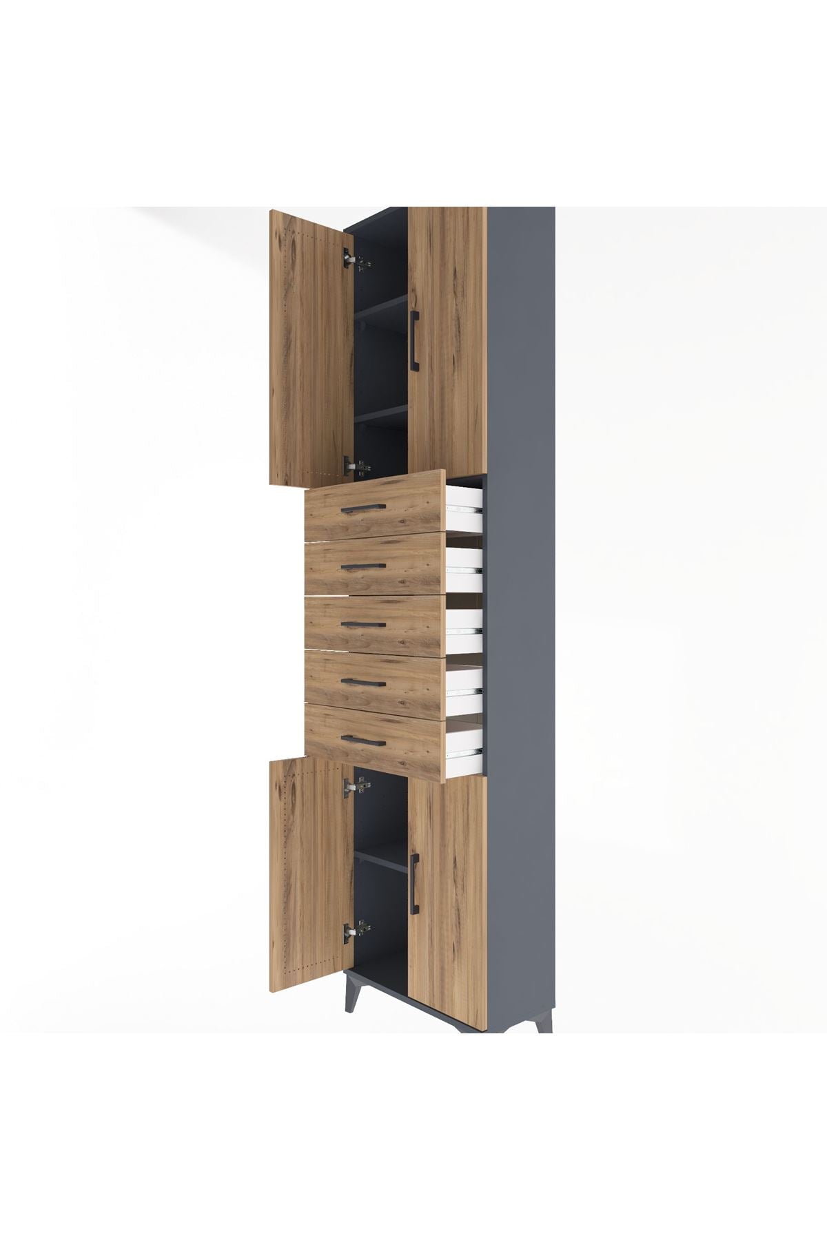 Arges Dolap 4 Raflı 5 Çekmeceli 4 Kapaklı 60x30x243 - S32M095V6A