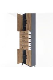 Arges Dolap 4 Raflı 5 Çekmeceli 4 Kapaklı 60x30x243 - S32M095V6A