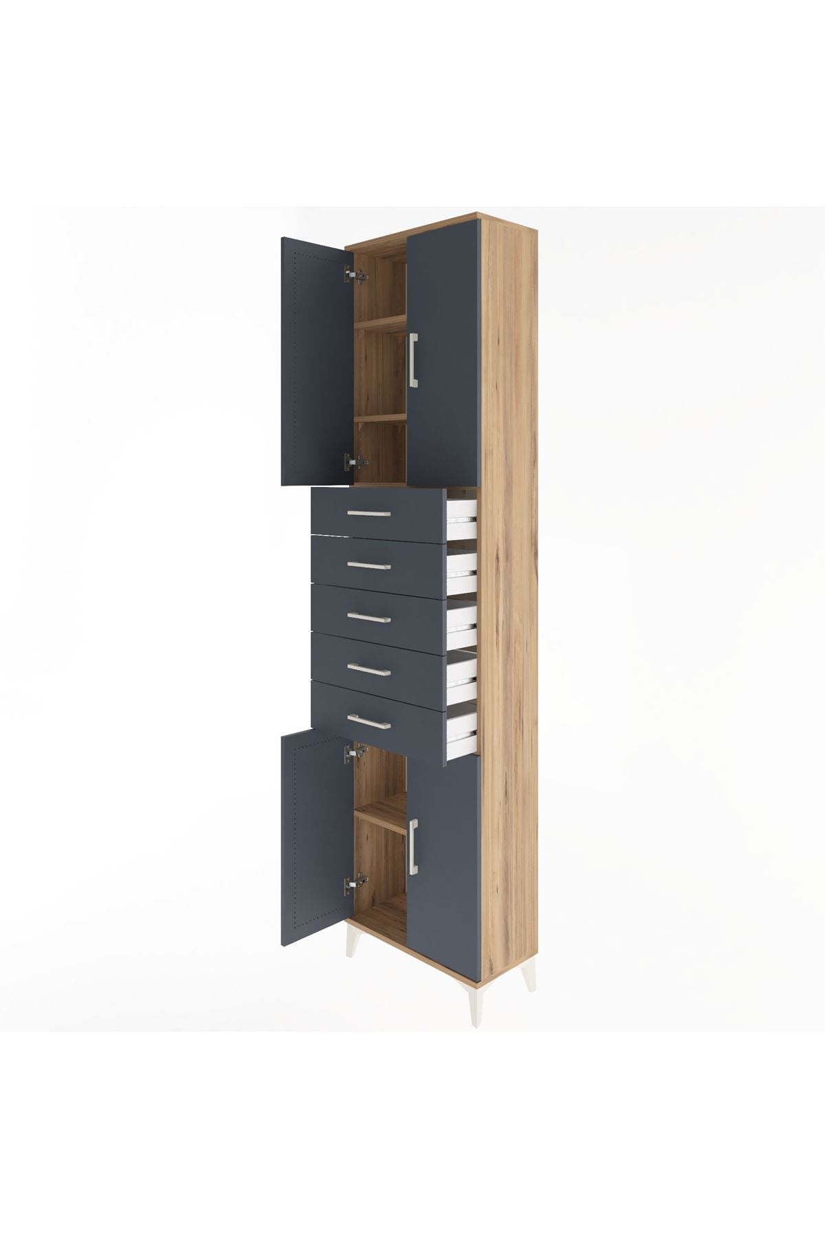 Arges Dolap 4 Raflı 5 Çekmeceli 4 Kapaklı 60x30x243 - S32M095V8A