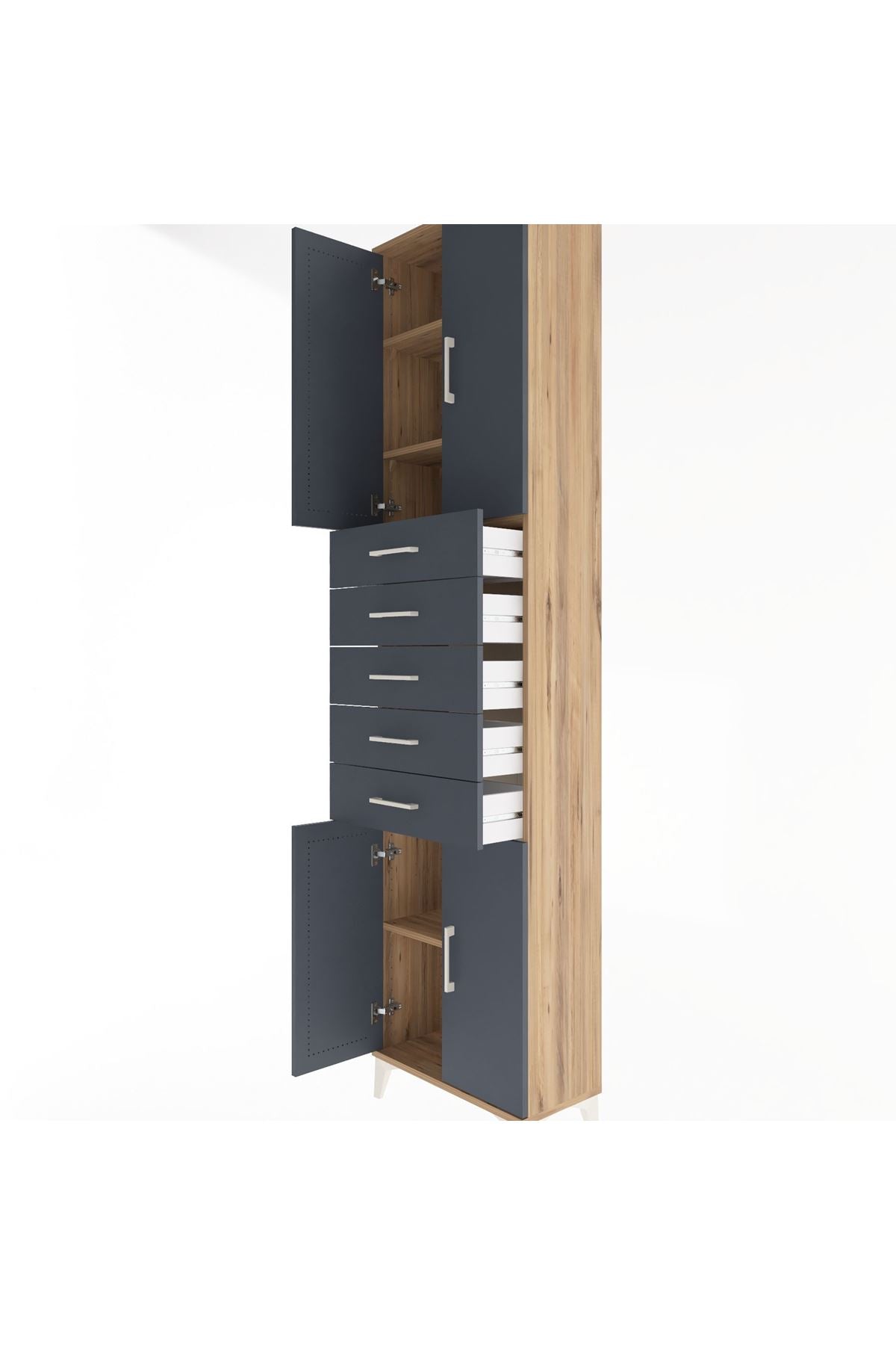 Arges Dolap 4 Raflı 5 Çekmeceli 4 Kapaklı 60x30x243 - S32M095V8A