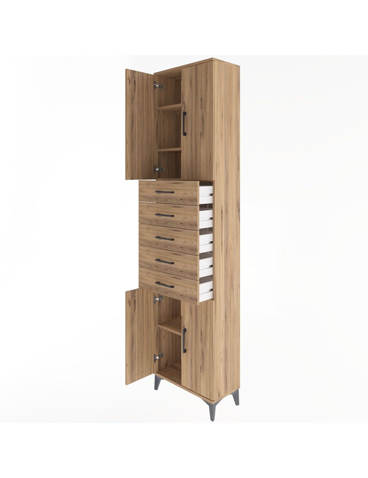 Arges Dolap 4 Raflı 5 Çekmeceli 4 Kapaklı 60x30x243 - S32M095V9A