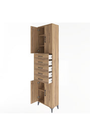 Arges Dolap 4 Raflı 5 Çekmeceli 4 Kapaklı 60x30x243 - S32M095V9A