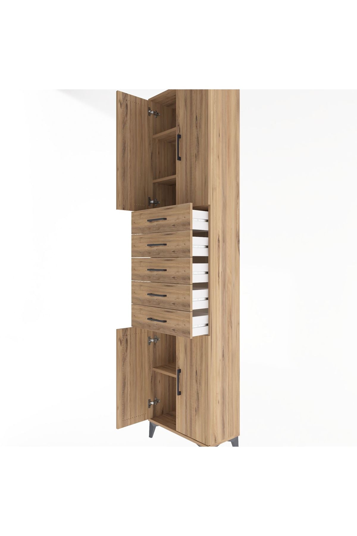 Arges Dolap 4 Raflı 5 Çekmeceli 4 Kapaklı 60x30x243 - S32M095V9A