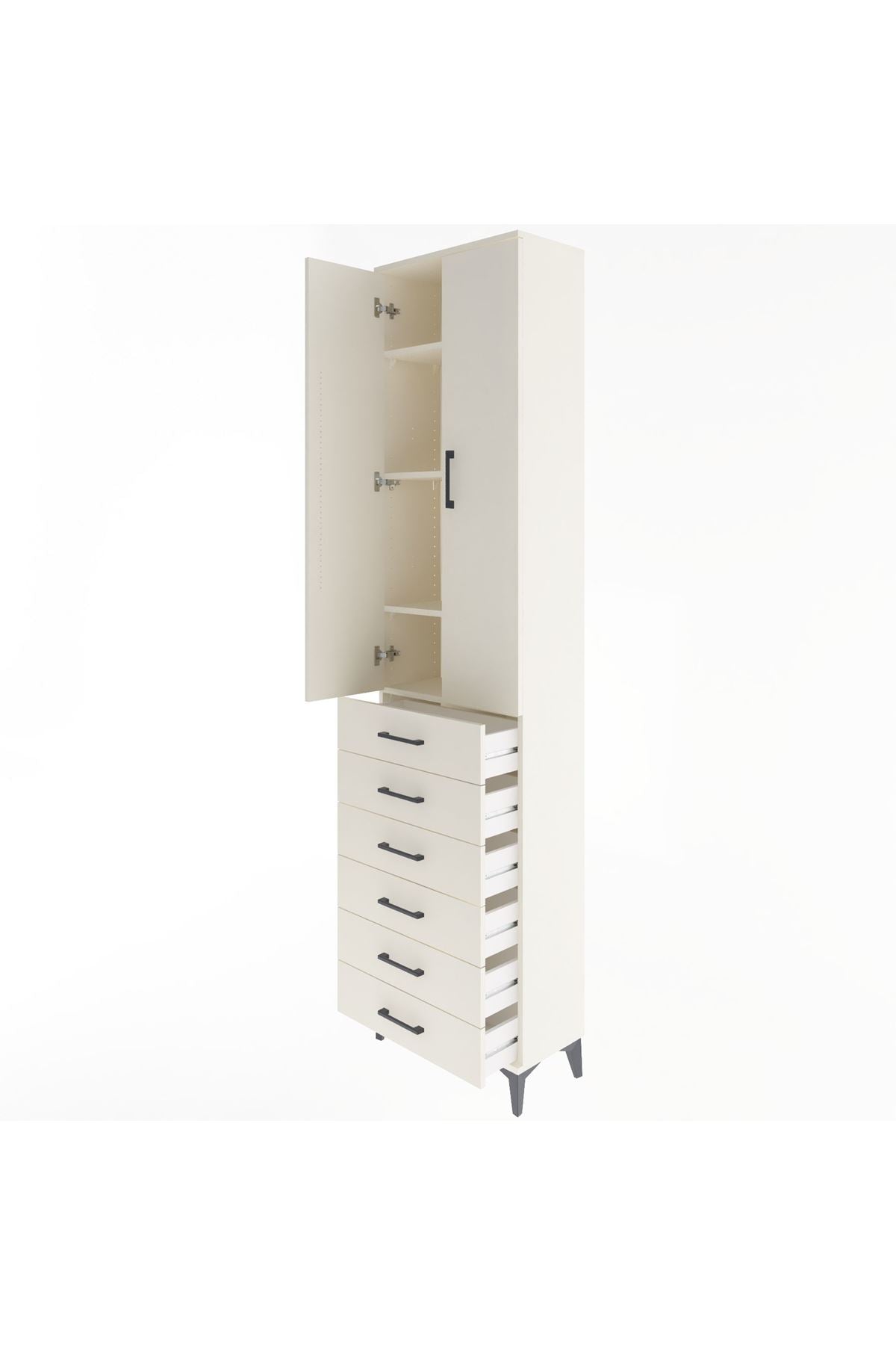 Arges Dolap 4 Raflı 6 Çekmeceli 2 Kapaklı 60x30x243 - S32M096V1A