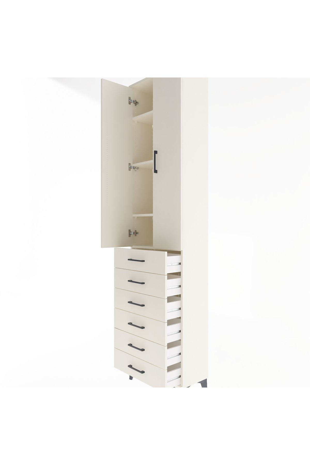 Arges Dolap 4 Raflı 6 Çekmeceli 2 Kapaklı 60x30x243 - S32M096V1A