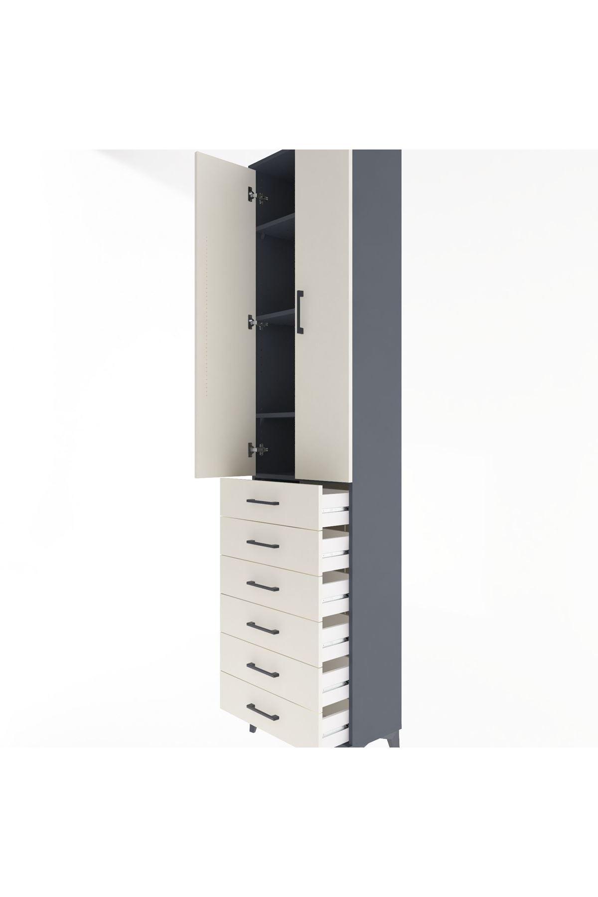 Arges Dolap 4 Raflı 6 Çekmeceli 2 Kapaklı 60x30x243 - S32M096V4A