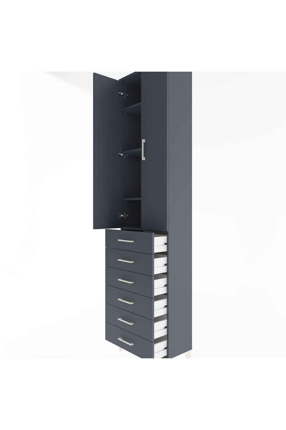 Arges Dolap 4 Raflı 6 Çekmeceli 2 Kapaklı 60x30x243 - S32M096V5A