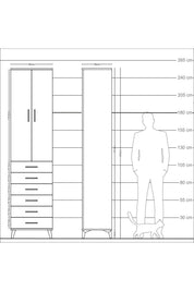 Arges Dolap 4 Raflı 6 Çekmeceli 2 Kapaklı 60x30x243 - S32M096V5A