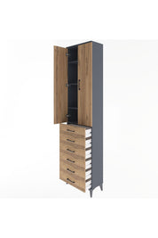 Arges Dolap 4 Raflı 6 Çekmeceli 2 Kapaklı 60x30x243 - S32M096V6A