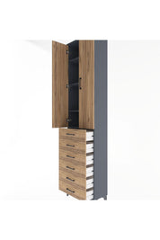 Arges Dolap 4 Raflı 6 Çekmeceli 2 Kapaklı 60x30x243 - S32M096V6A