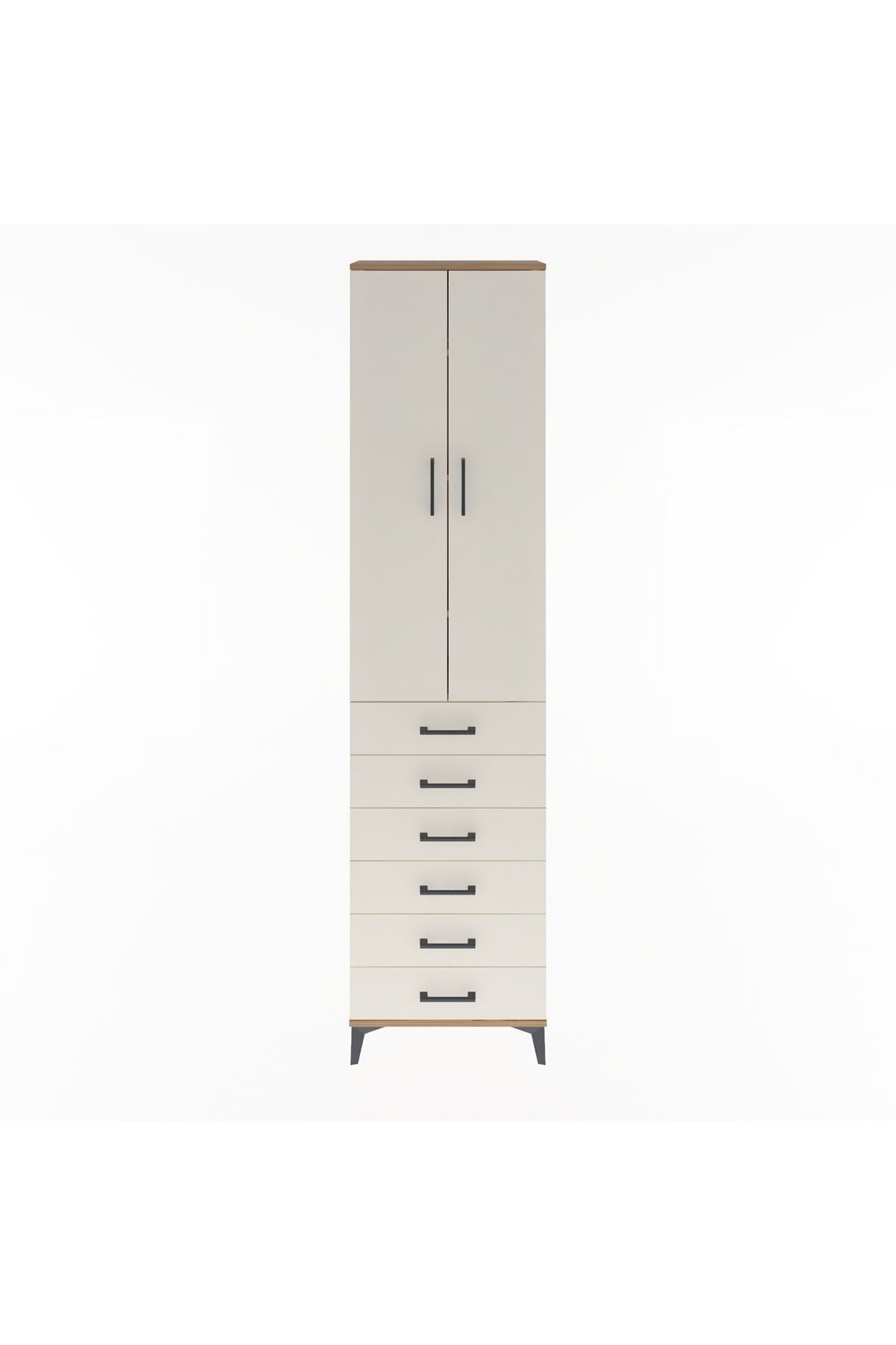 Arges Dolap 4 Raflı 6 Çekmeceli 2 Kapaklı 60x30x243 - S32M096V7A