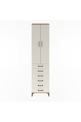 Arges Dolap 4 Raflı 6 Çekmeceli 2 Kapaklı 60x30x243