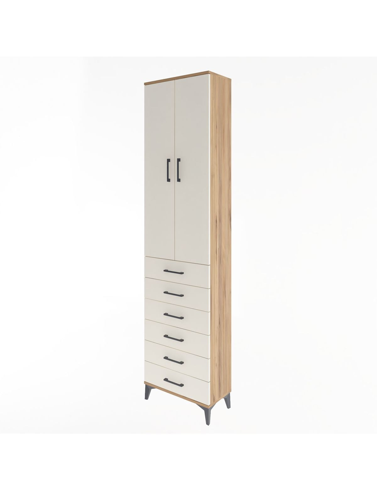 Arges Dolap 4 Raflı 6 Çekmeceli 2 Kapaklı 60x30x243 - S32M096V7A