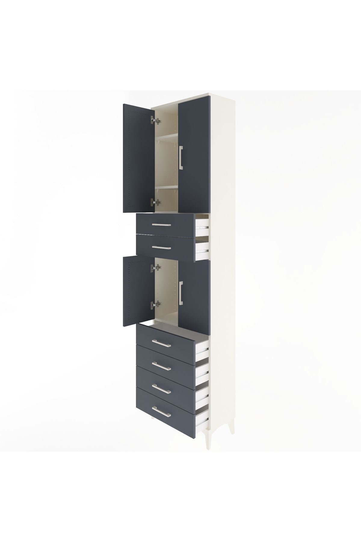 Arges Dolap 4 Raflı 6 Çekmeceli 4 Kapaklı 60x30x243 - S32M097V2A