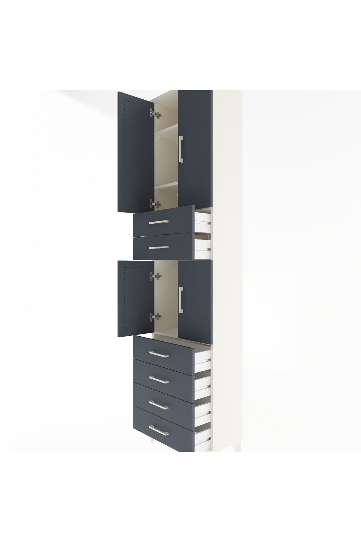 Arges Dolap 4 Raflı 6 Çekmeceli 4 Kapaklı 60x30x243 - S32M097V2A