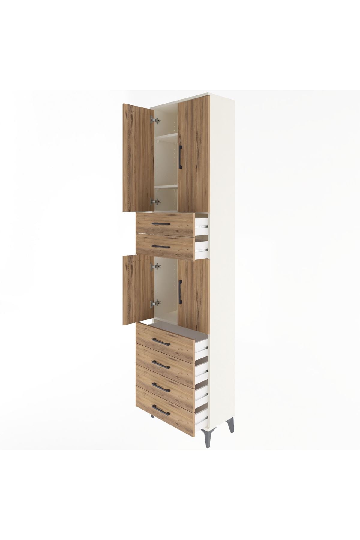 Arges Dolap 4 Raflı 6 Çekmeceli 4 Kapaklı 60x30x243 - S32M097V3A