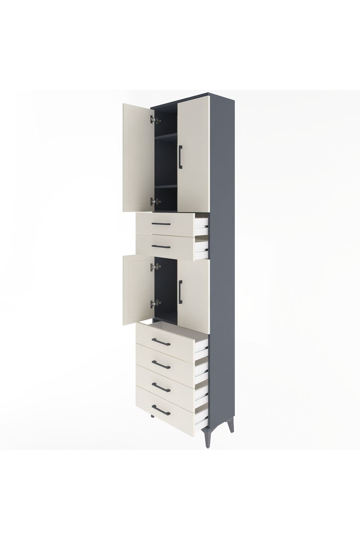 Arges Dolap 4 Raflı 6 Çekmeceli 4 Kapaklı 60x30x243 - S32M097V4A