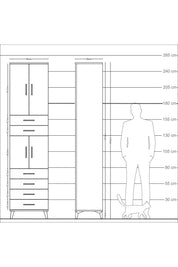 Arges Dolap 4 Raflı 6 Çekmeceli 4 Kapaklı 60x30x243 - S32M097V4A