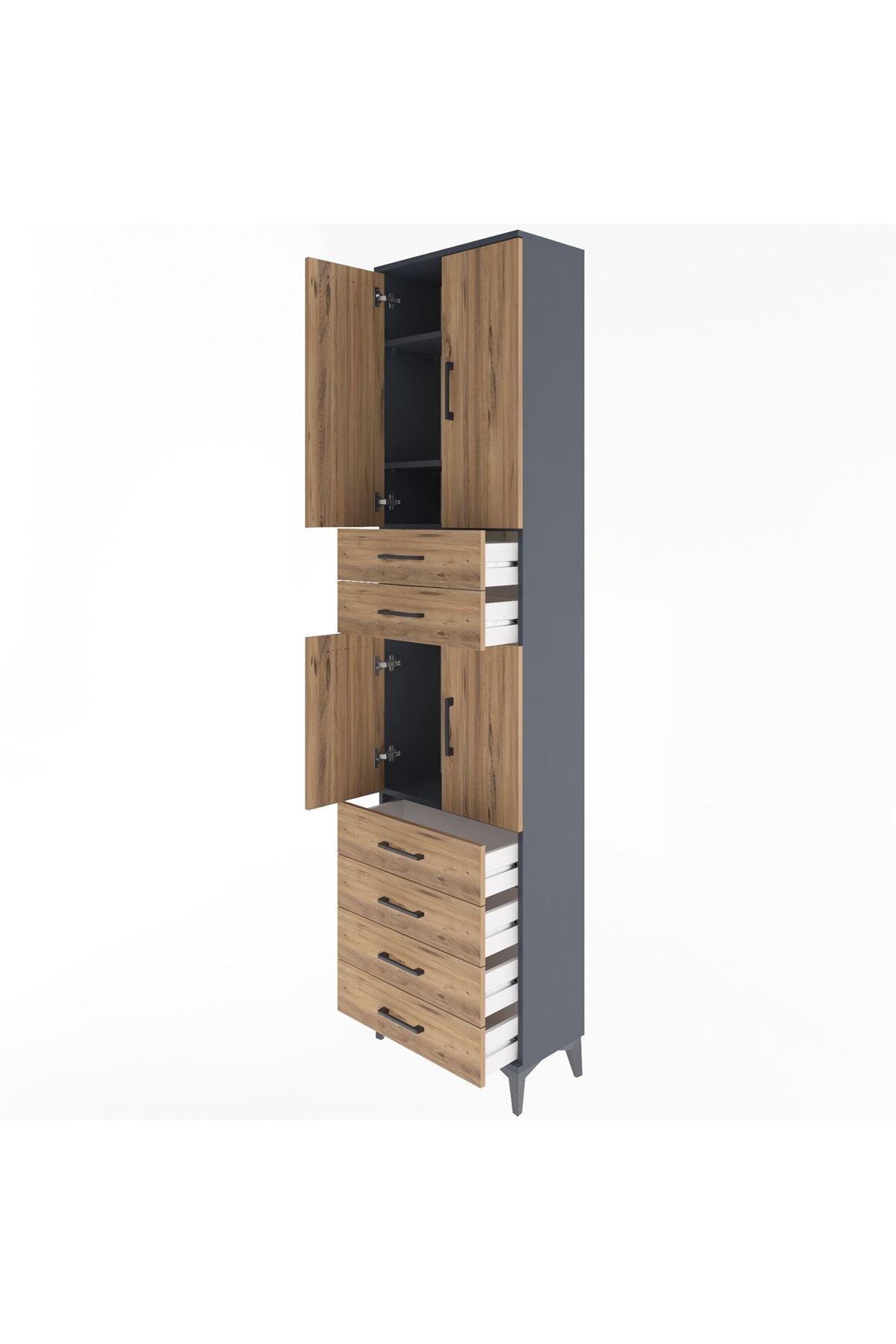Arges Dolap 4 Raflı 6 Çekmeceli 4 Kapaklı 60x30x243 - S32M097V6A