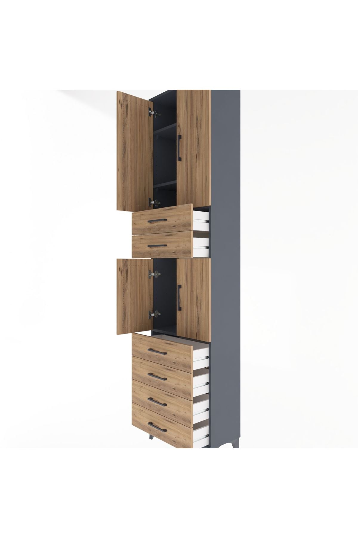 Arges Dolap 4 Raflı 6 Çekmeceli 4 Kapaklı 60x30x243 - S32M097V6A