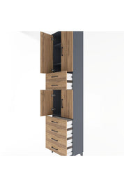 Arges Dolap 4 Raflı 6 Çekmeceli 4 Kapaklı 60x30x243 - S32M097V6A