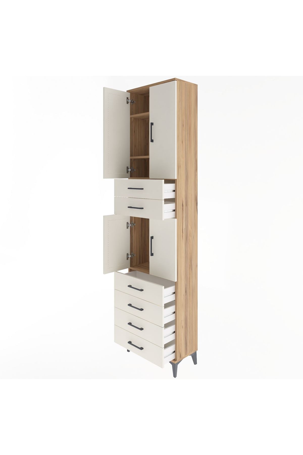Arges Dolap 4 Raflı 6 Çekmeceli 4 Kapaklı 60x30x243 - S32M097V7A