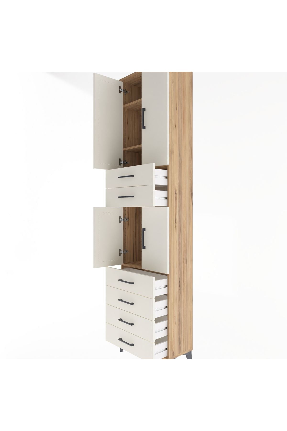 Arges Dolap 4 Raflı 6 Çekmeceli 4 Kapaklı 60x30x243 - S32M097V7A