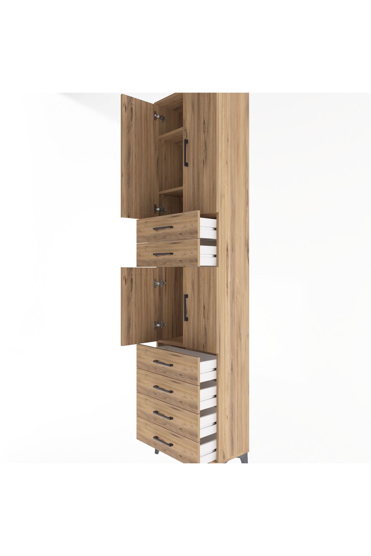 Arges Dolap 4 Raflı 6 Çekmeceli 4 Kapaklı 60x30x243 - S32M097V9A