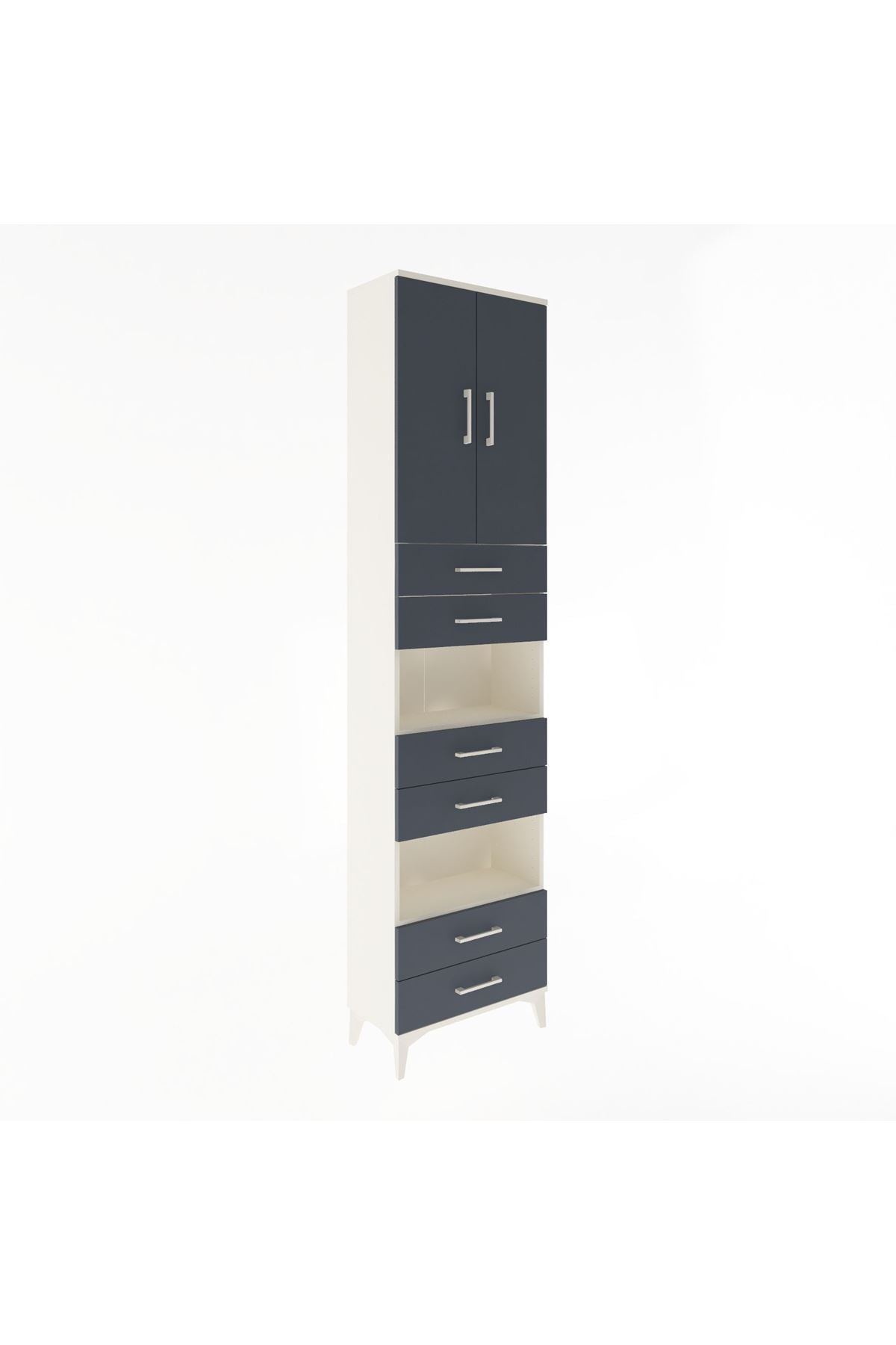 Arges Dolap 5 Raflı 6 Çekmeceli 2 Kapaklı 60x30x243 - S32M098V2A