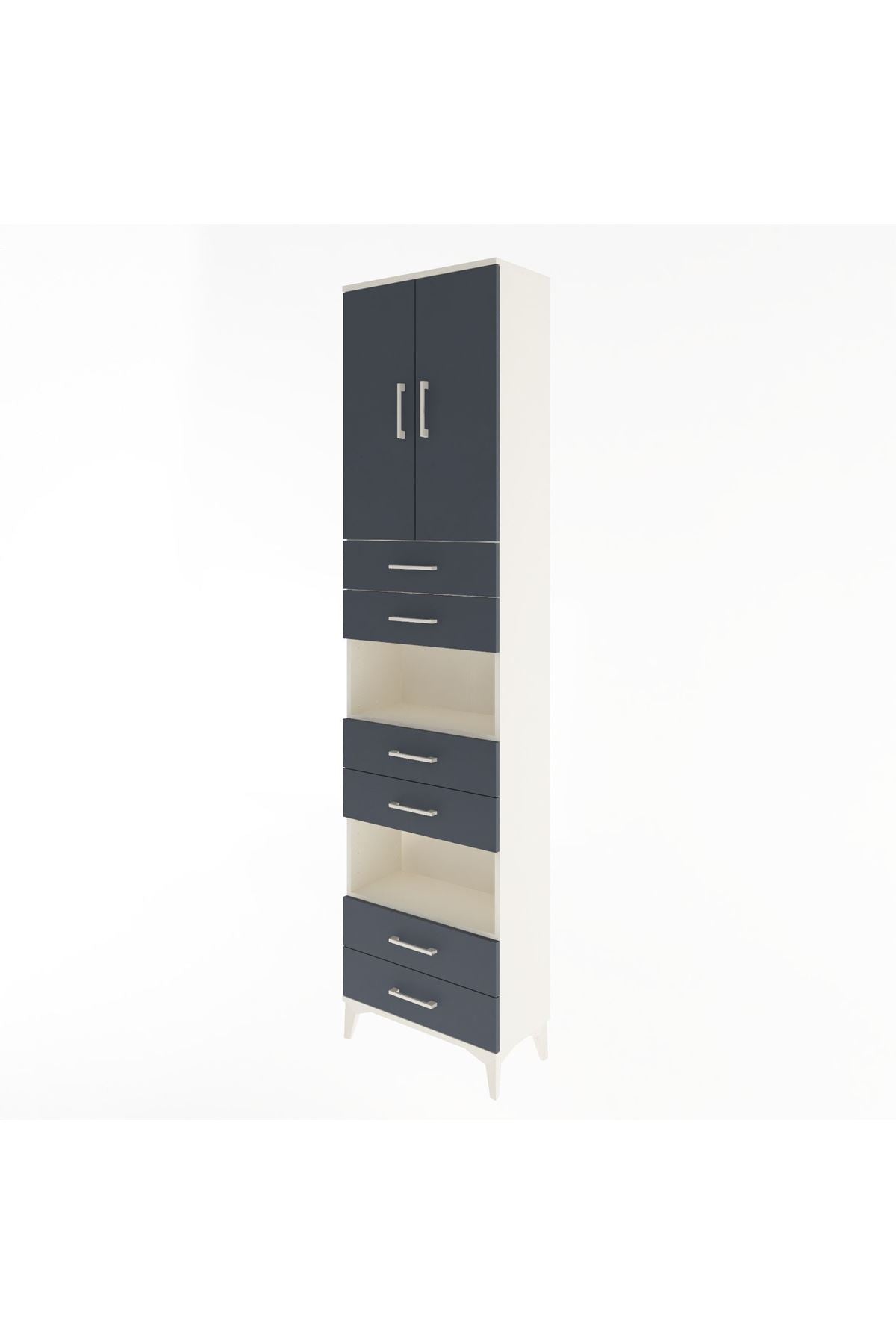 Arges Dolap 5 Raflı 6 Çekmeceli 2 Kapaklı 60x30x243 - S32M098V2A