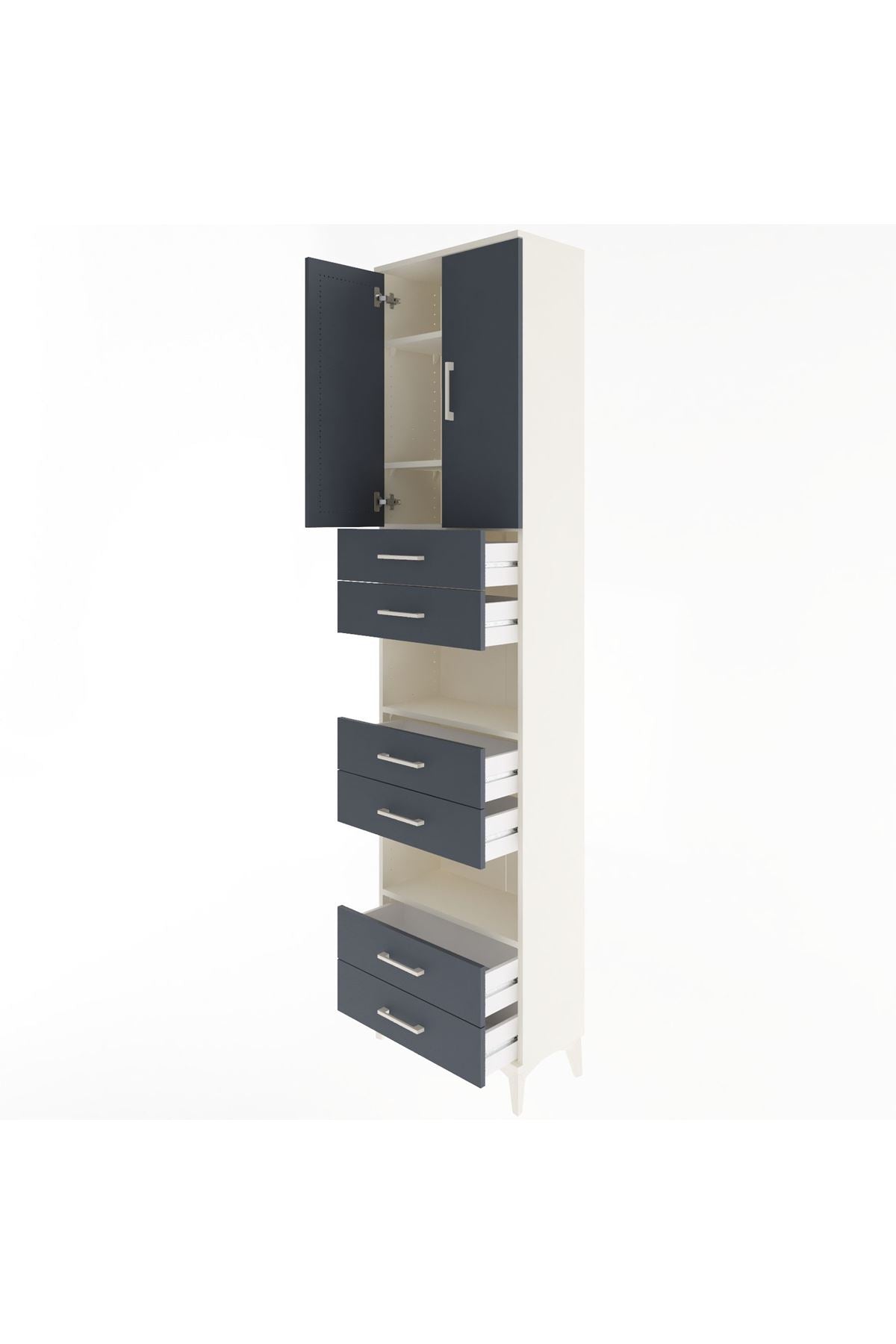 Arges Dolap 5 Raflı 6 Çekmeceli 2 Kapaklı 60x30x243 - S32M098V2A