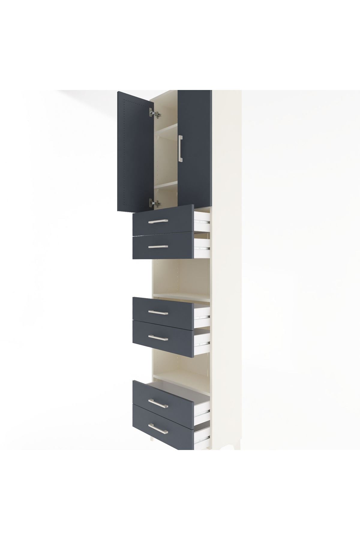 Arges Dolap 5 Raflı 6 Çekmeceli 2 Kapaklı 60x30x243 - S32M098V2A
