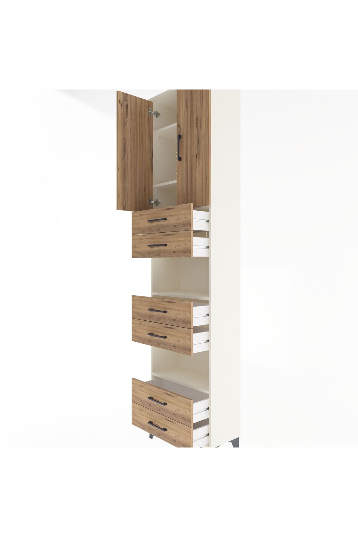 Arges Dolap 5 Raflı 6 Çekmeceli 2 Kapaklı 60x30x243 - S32M098V3A