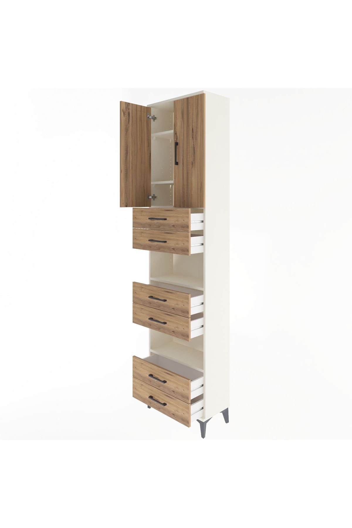 Arges Dolap 5 Raflı 6 Çekmeceli 2 Kapaklı 60x30x243 - S32M098V3A