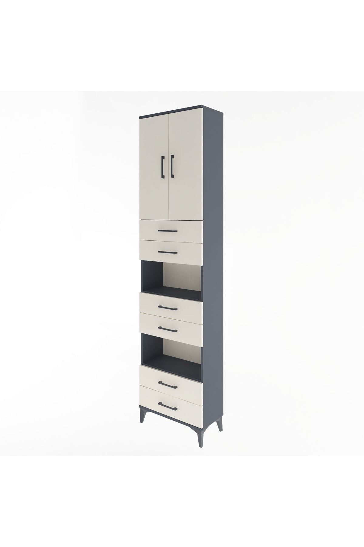 Arges Dolap 5 Raflı 6 Çekmeceli 2 Kapaklı 60x30x243 - S32M098V4A