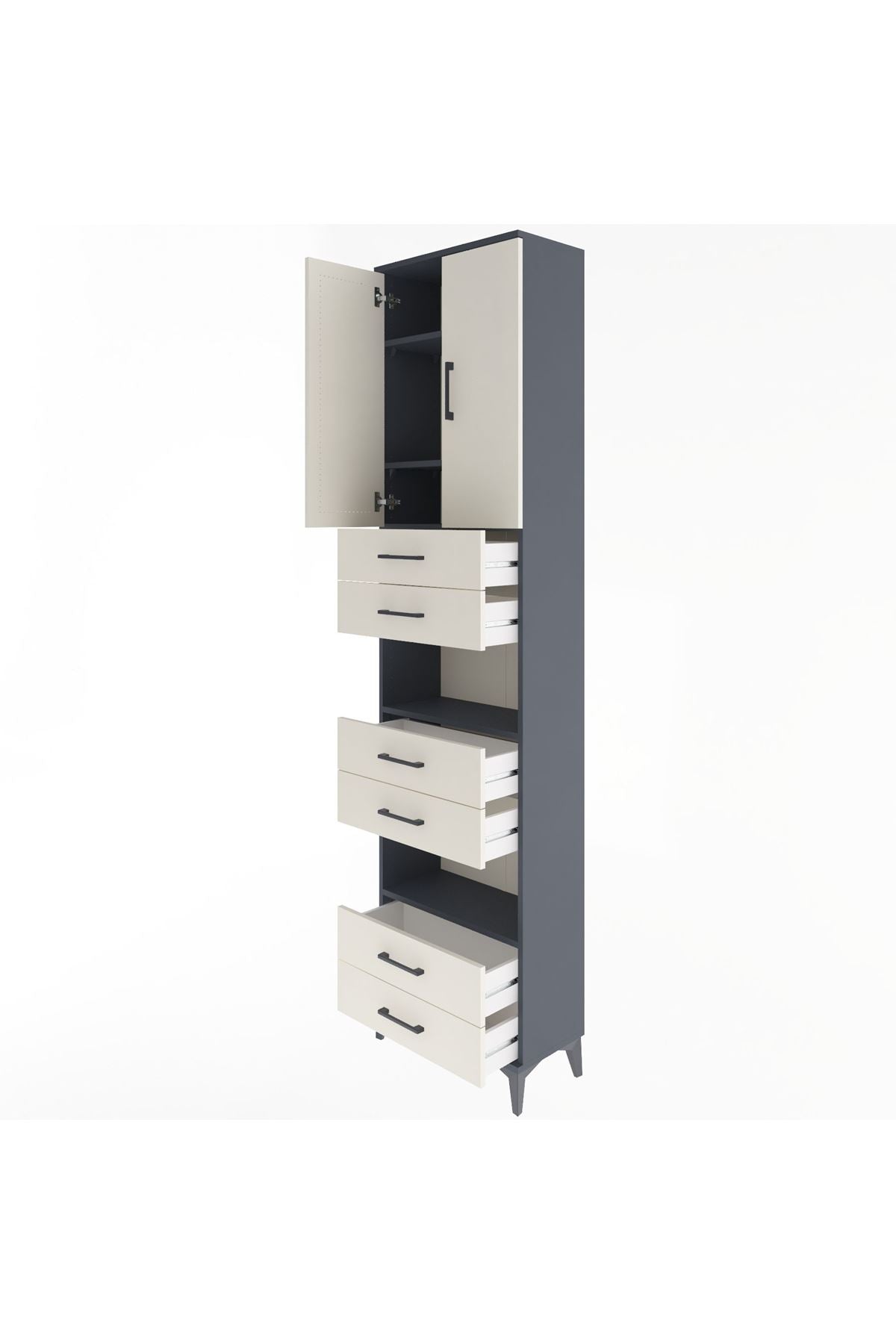 Arges Dolap 5 Raflı 6 Çekmeceli 2 Kapaklı 60x30x243 - S32M098V4A