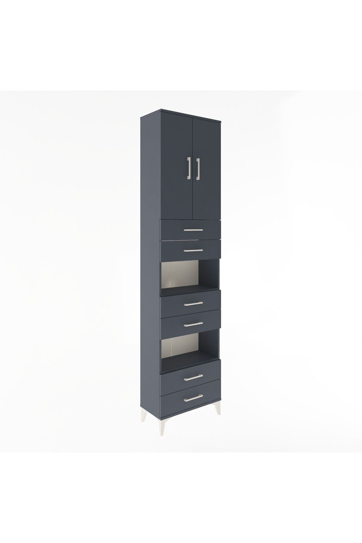 Arges Dolap 5 Raflı 6 Çekmeceli 2 Kapaklı 60x30x243 - S32M098V5A