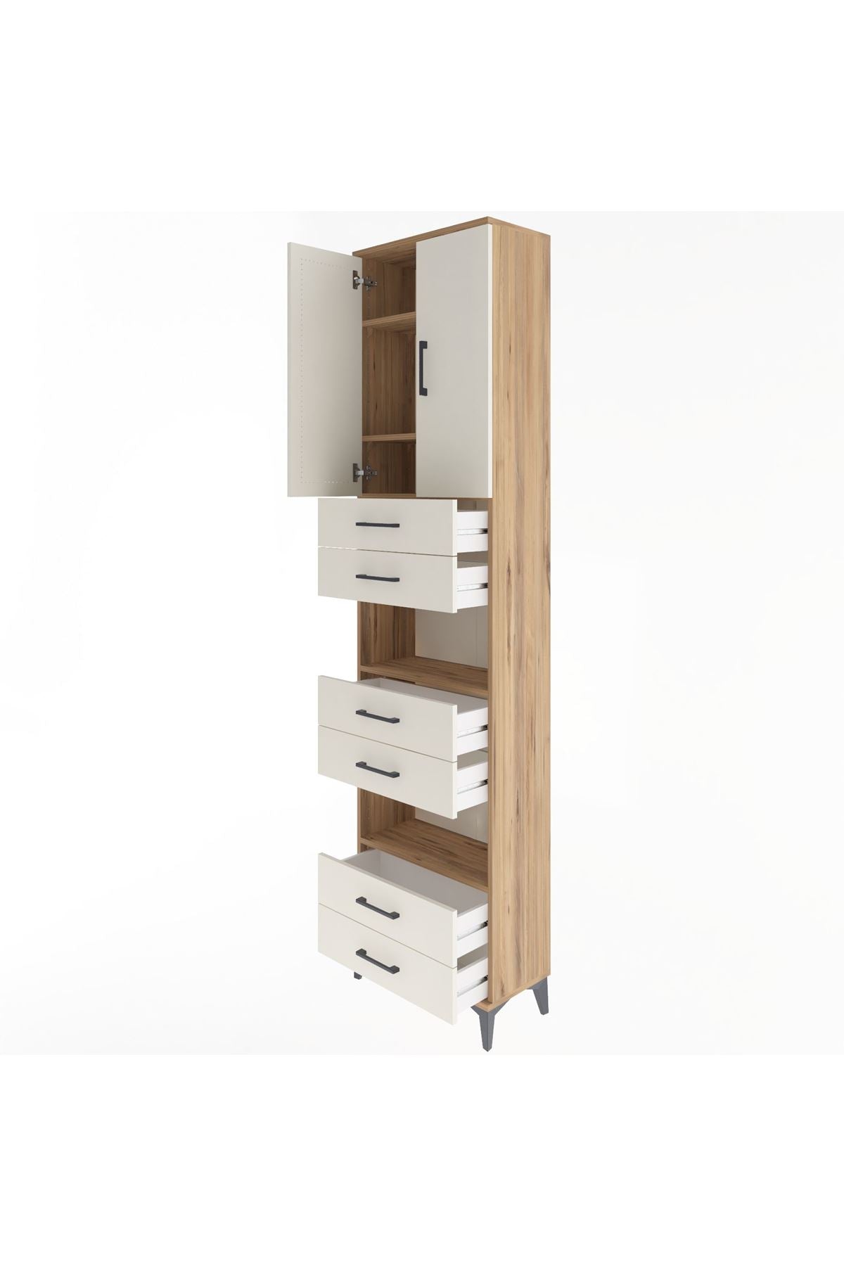 Arges Dolap 5 Raflı 6 Çekmeceli 2 Kapaklı 60x30x243 - S32M098V7A