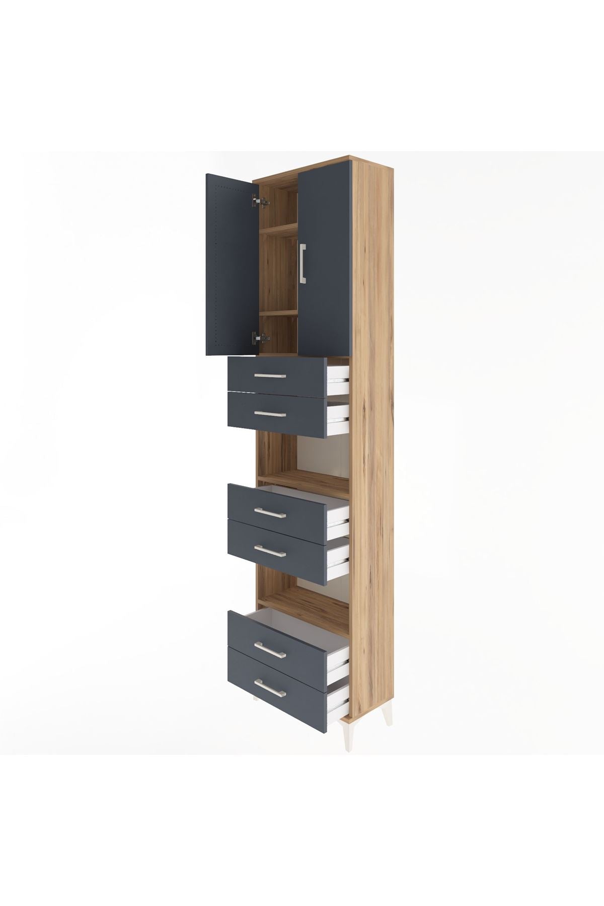 Arges Dolap 5 Raflı 6 Çekmeceli 2 Kapaklı 60x30x243 - S32M098V8A