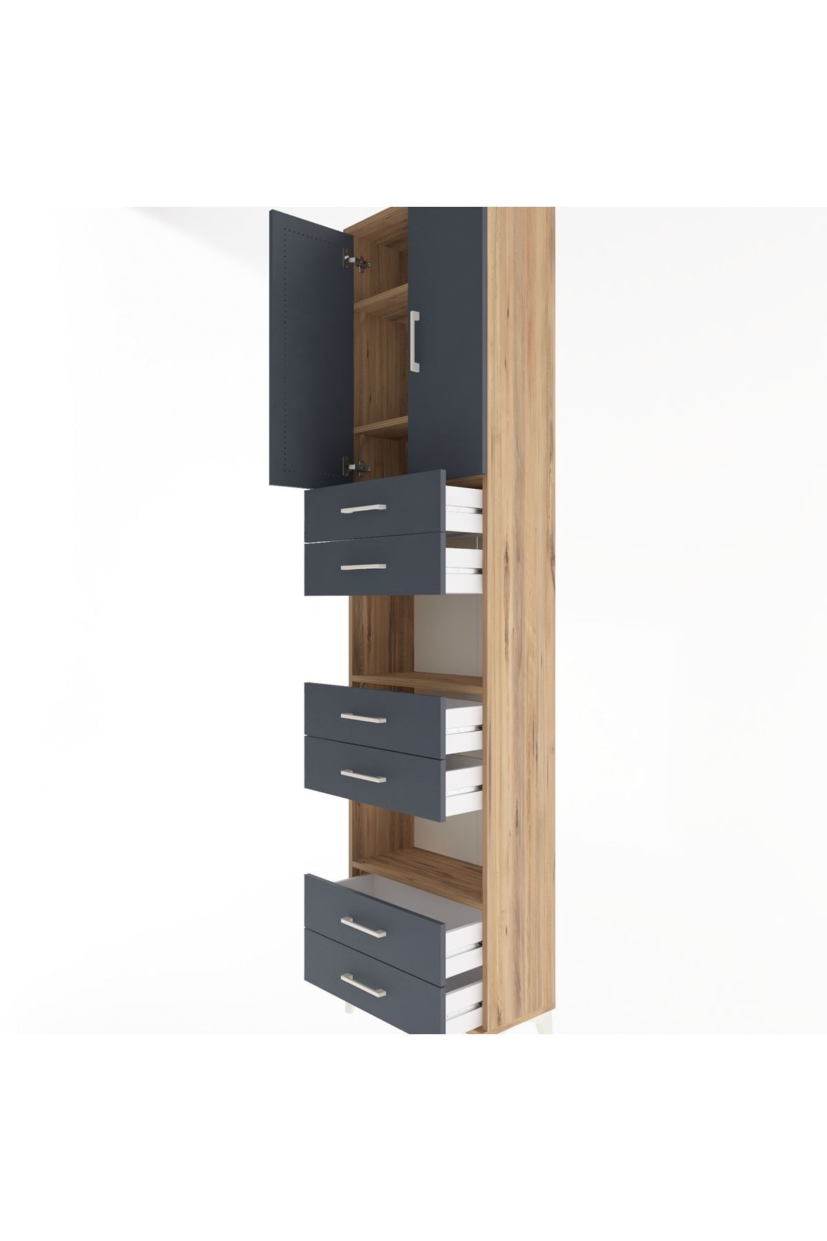Arges Dolap 5 Raflı 6 Çekmeceli 2 Kapaklı 60x30x243 - S32M098V8A