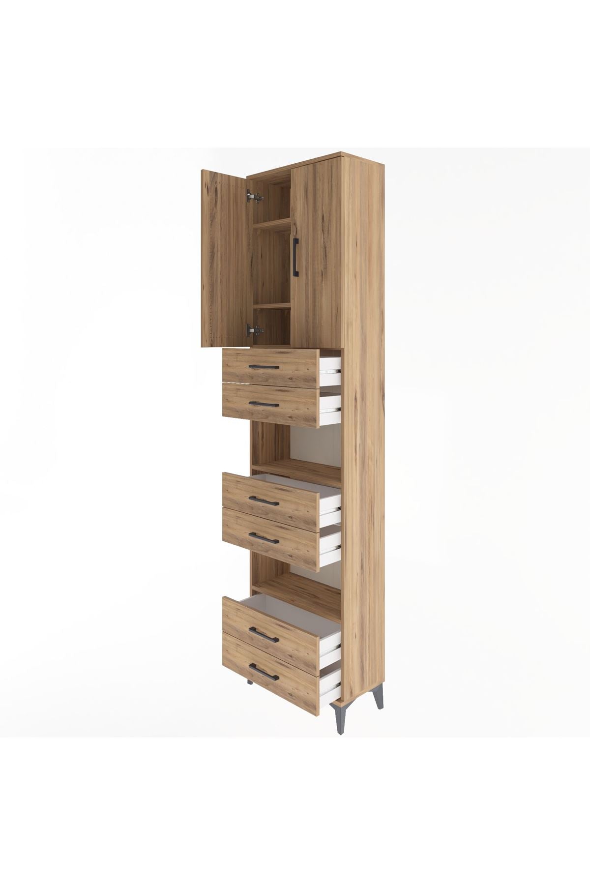 Arges Dolap 5 Raflı 6 Çekmeceli 2 Kapaklı 60x30x243 - S32M098V9A