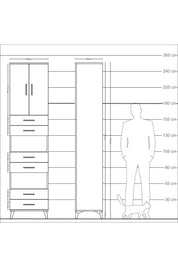 Arges Dolap 5 Raflı 6 Çekmeceli 2 Kapaklı 60x30x243 - S32M098V9A