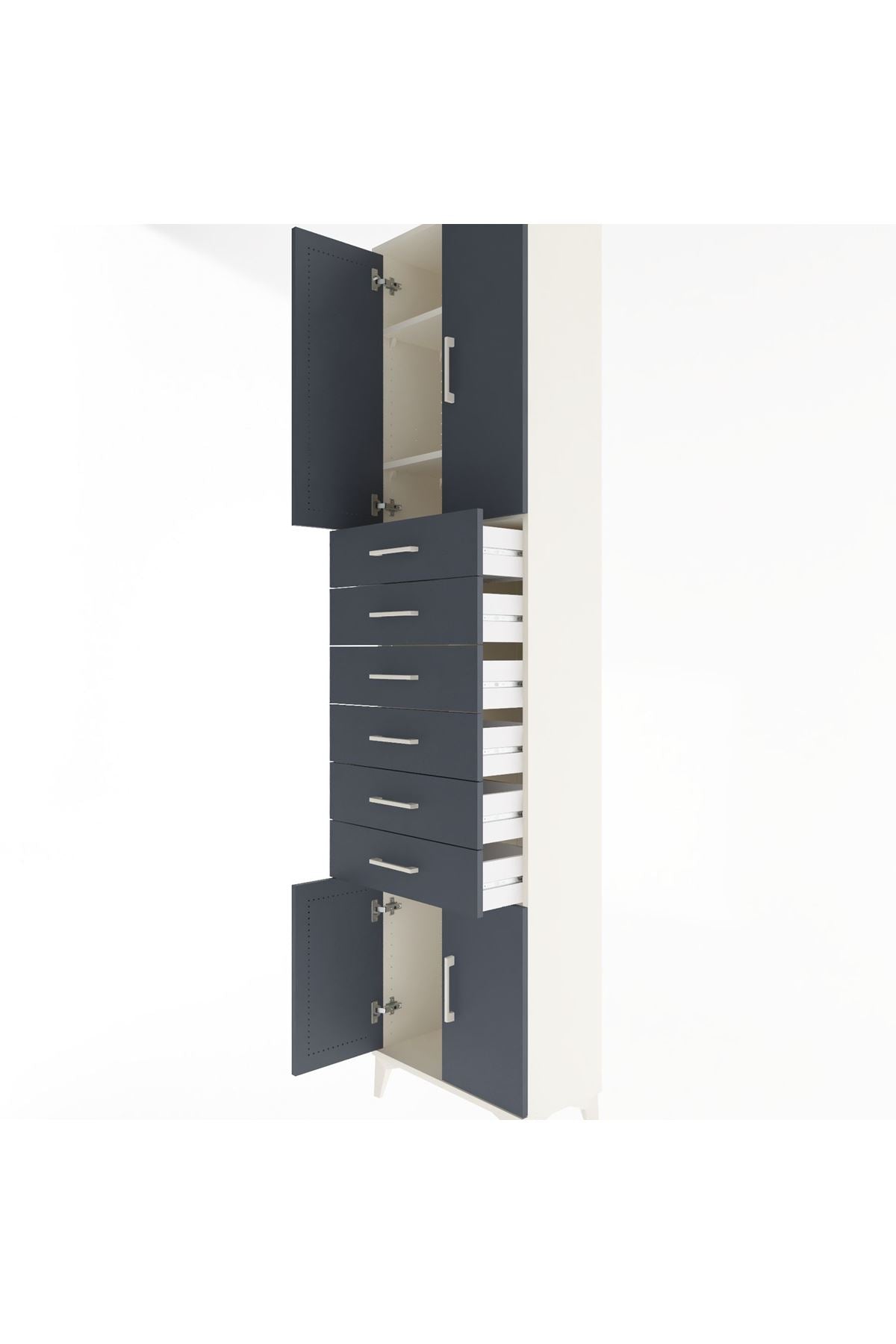 Arges Dolap 3 Raflı 6 Çekmeceli 4 Kapaklı 60x30x243 - S32M099V2A