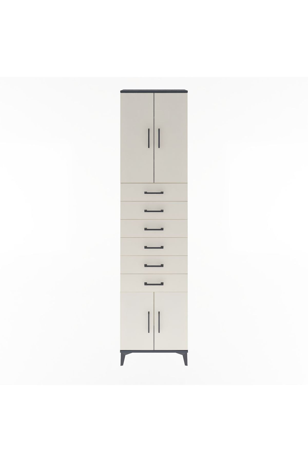 Arges Dolap 3 Raflı 6 Çekmeceli 4 Kapaklı 60x30x243 - S32M099V4A