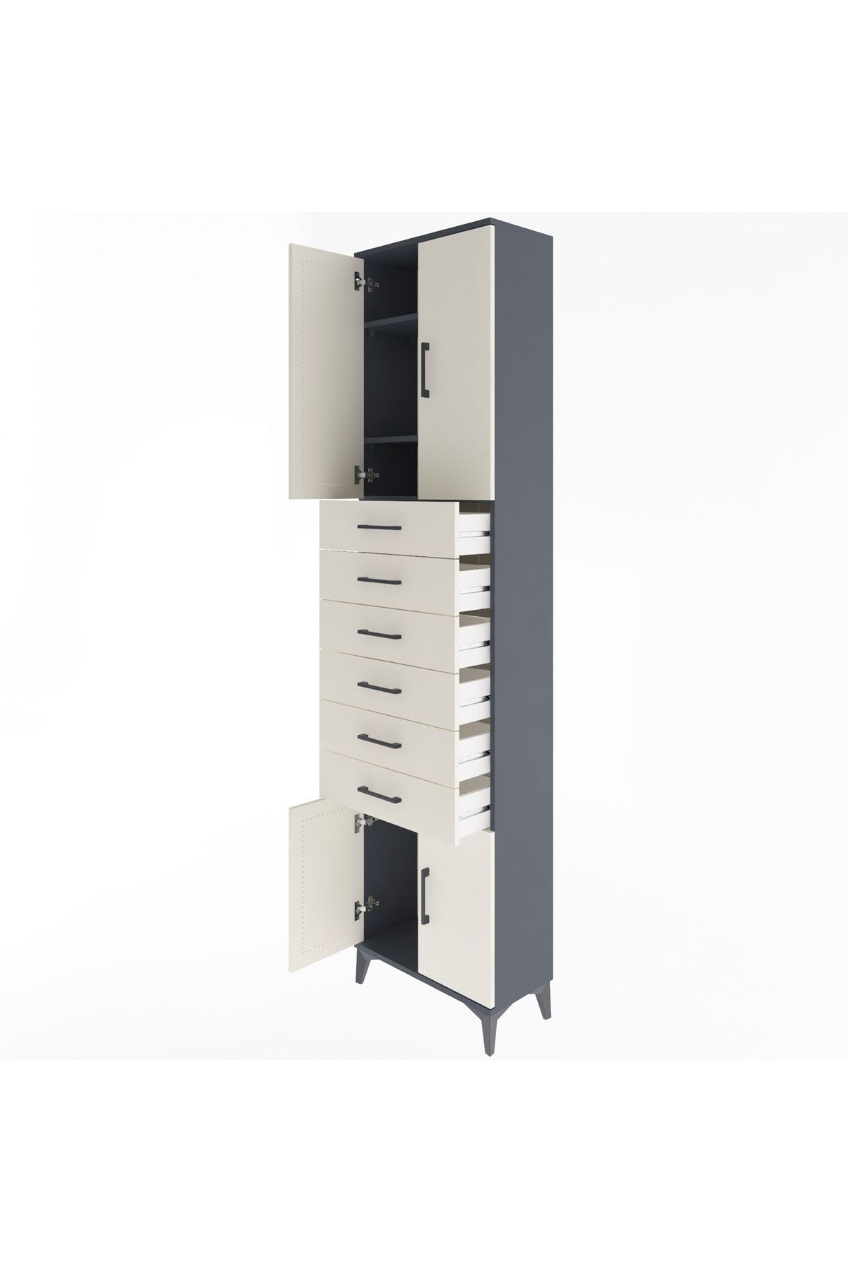 Arges Dolap 3 Raflı 6 Çekmeceli 4 Kapaklı 60x30x243 - S32M099V4A