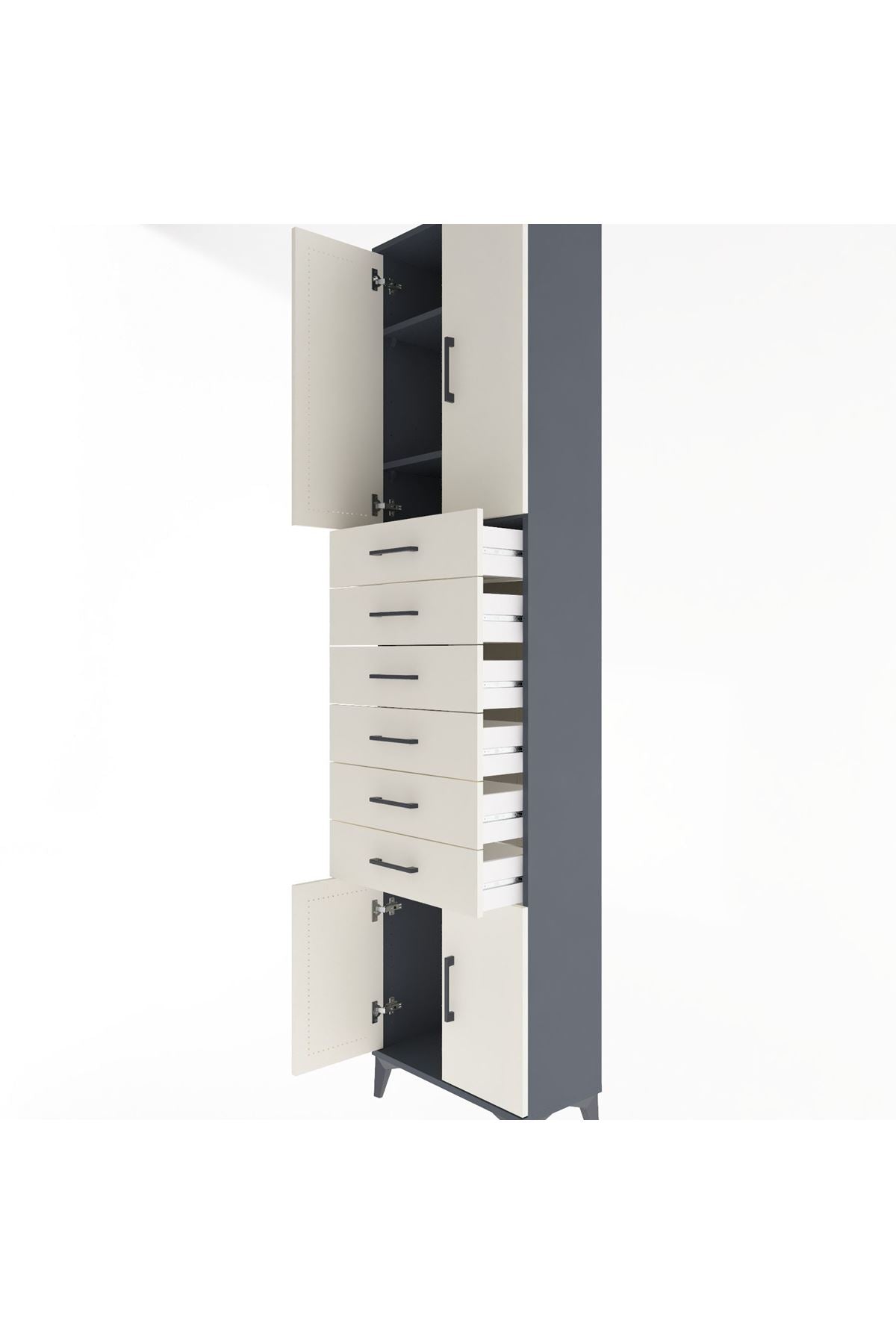 Arges Dolap 3 Raflı 6 Çekmeceli 4 Kapaklı 60x30x243 - S32M099V4A