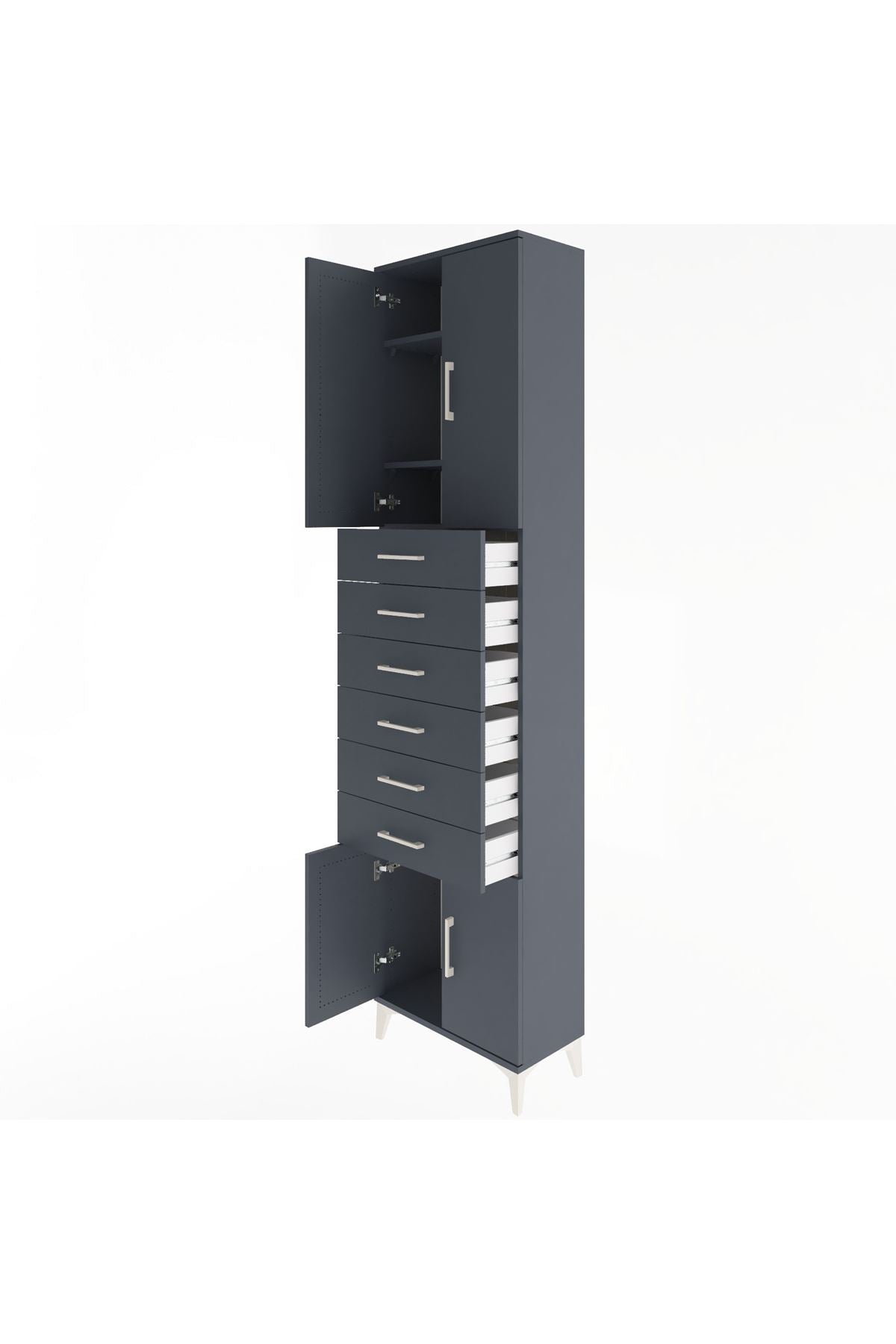 Arges Dolap 3 Raflı 6 Çekmeceli 4 Kapaklı 60x30x243 - S32M099V5A